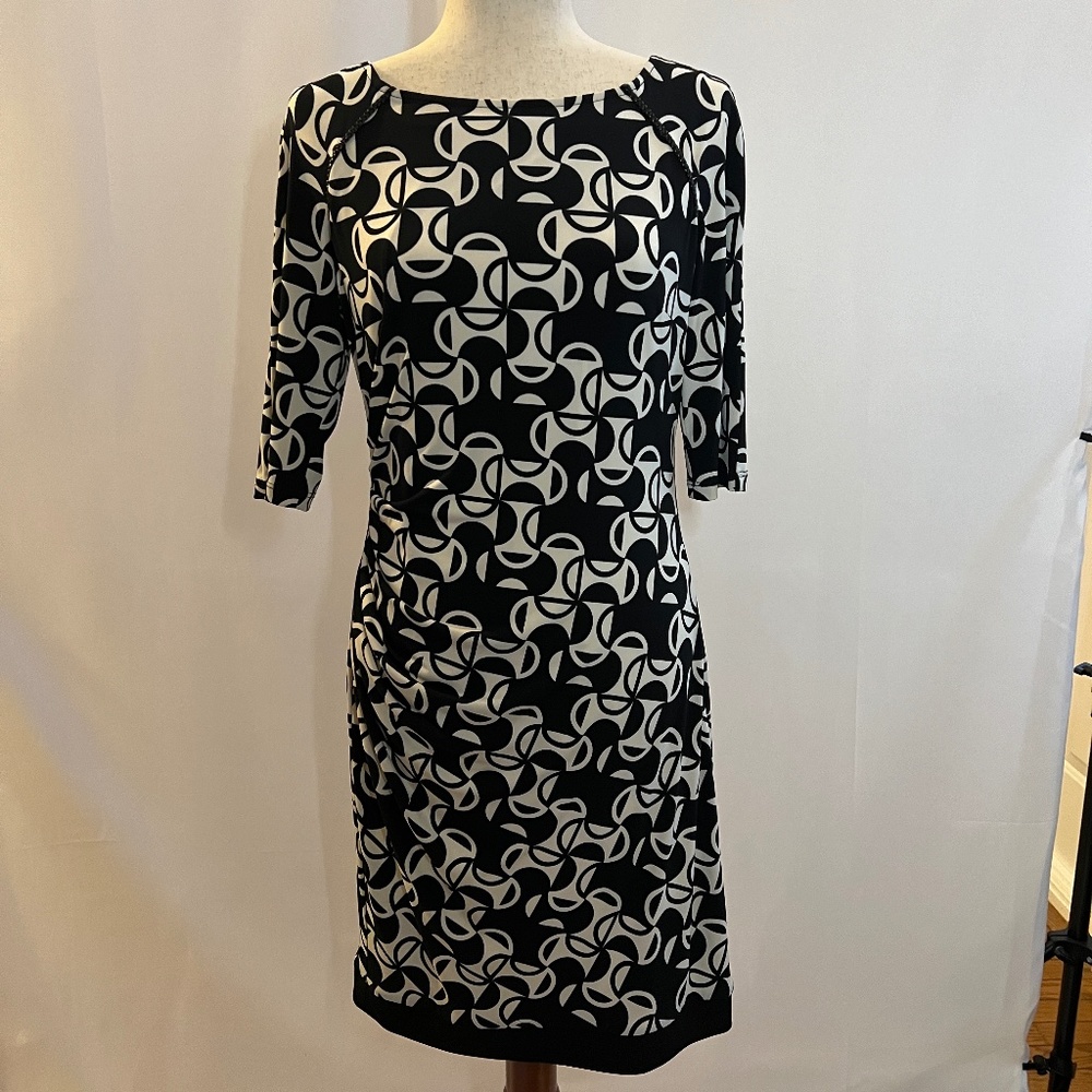 Donna Morgan dress, black/tan, Size 8